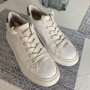 Vince leather platform sneaker with snakeskin accent on heel size 8 1/2